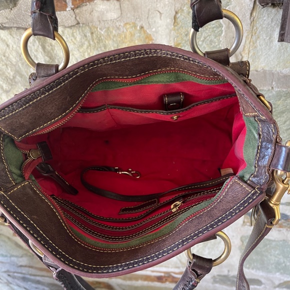 Dooney & Bourke Dark Brown Leather Florentine Tassel Handbag - Picture 11 of 13